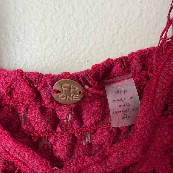 FP One | Adella Crochet Lace Maxi Dress Ruffles Strappy Boho Romantic Red Small - Picture 9 of 12